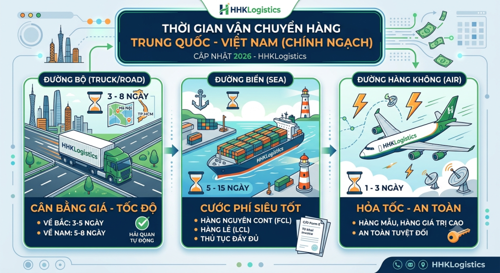 Thời gian vận chuyển hàng Trung Quốc về Việt Nam