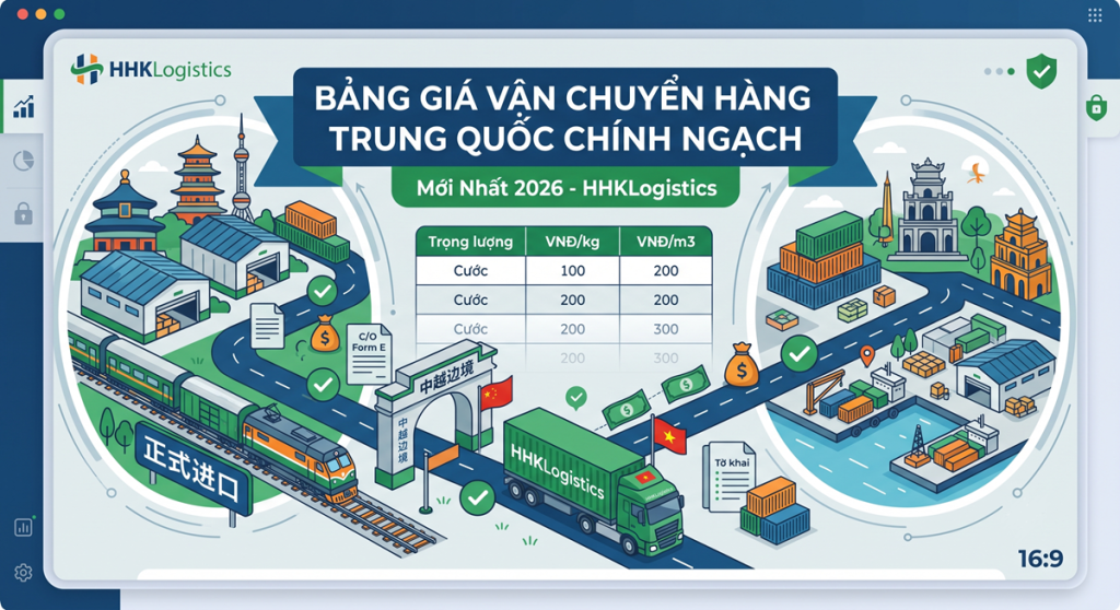 Bảng giá vận chuyển hàng Trung Quốc về Việt Nam chính ngạch