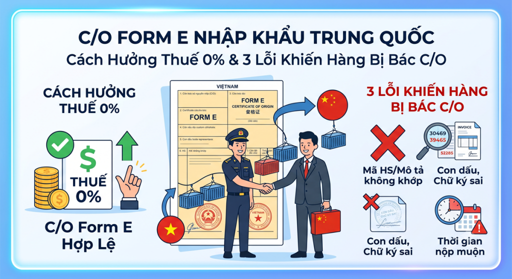 C/O Form E nhập khẩu Trung Quốc