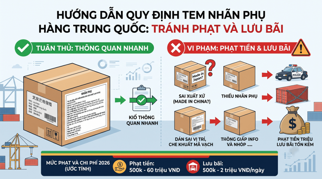 tem nhãn phụ hàng Trung Quốc