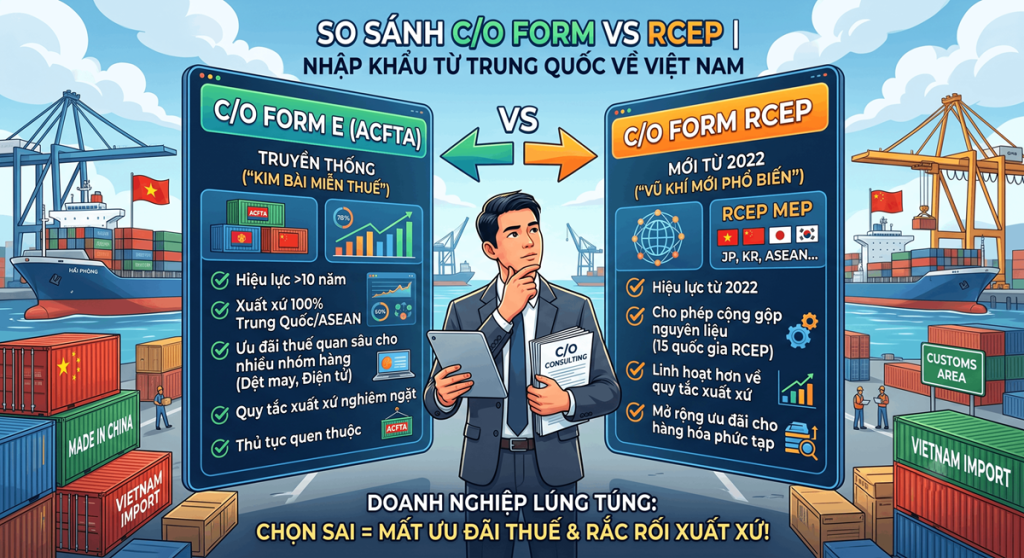 so sánh C/O Form E và RCEP